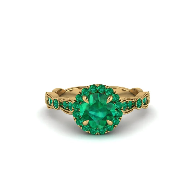 engagement-oval-silver-ring-Round Cut Emerald Radiant Eternity Engagement Ring - Kamryn No. 19