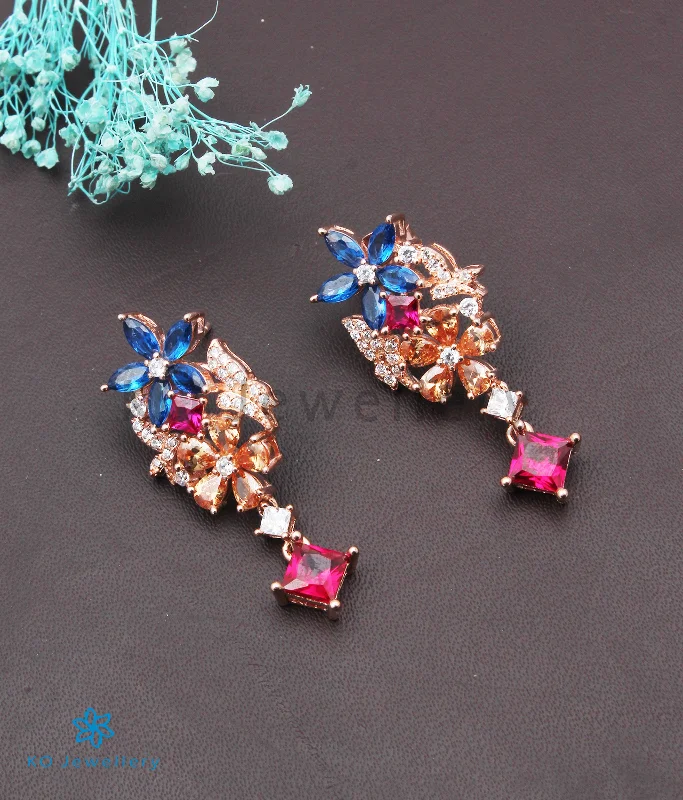 ladies-bridal-rose-gold-earrings-The Multi Colour Silver Rosegold Earrings