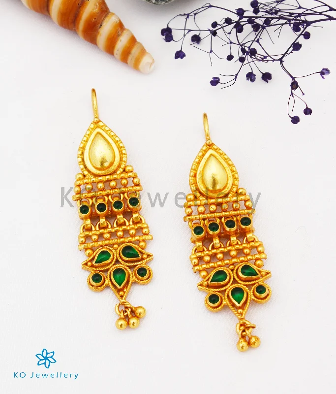 ladies-pearl-gold-earrings-The Abir Silver Earrings(Green)