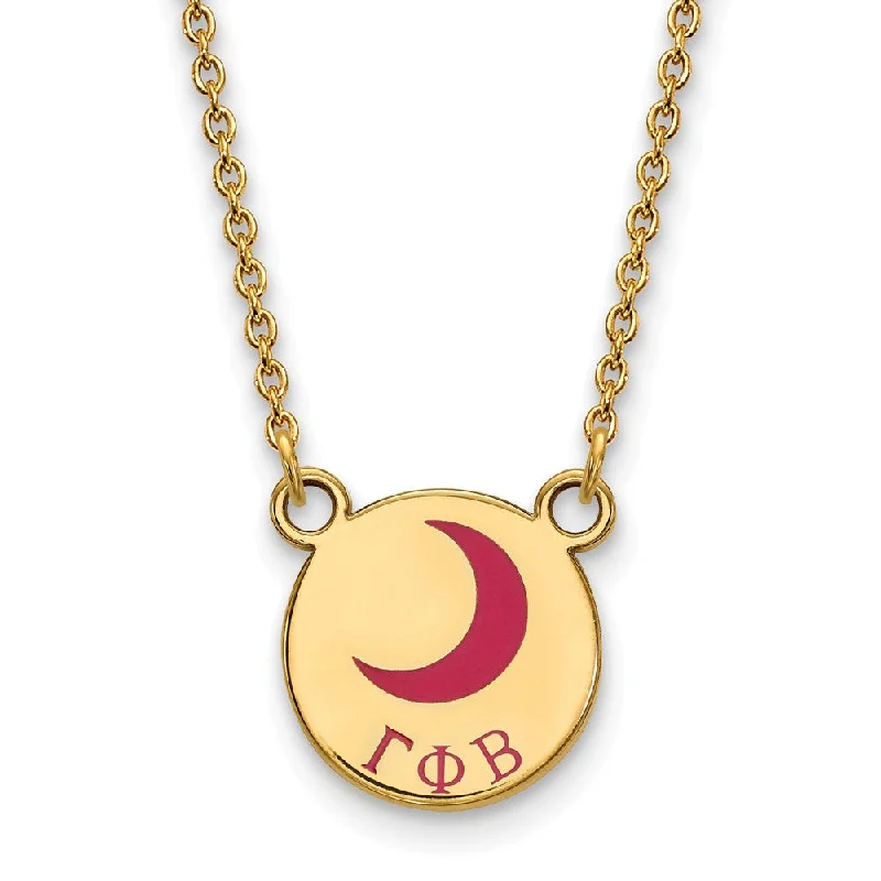 Ladies necklaces for special occasions -14K Plated Silver Gamma Phi Beta Small Enamel Necklace