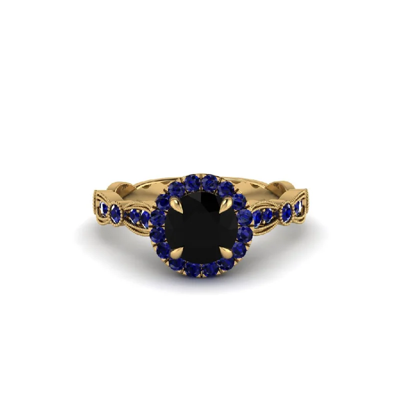 engagement-oval-sapphire-ring-Round Cut Black Diamond Radiant Eternity Engagement Ring - Kamryn No. 67