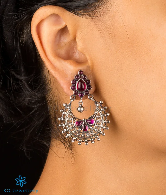 ladies-rose-gold-drop-earrings-The Abhita Silver Chand Bali Earrings (Oxidised)