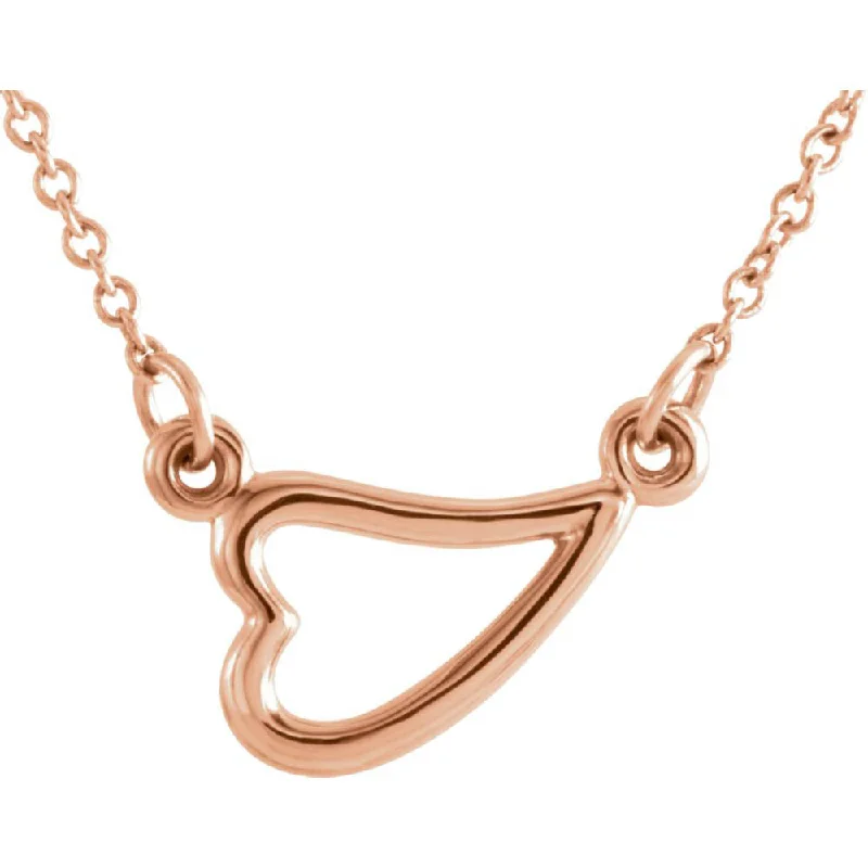 Ladies necklaces for gifting -14k Yellow, White or Rose Gold Small Sideways Heart Necklace, 16-18 In