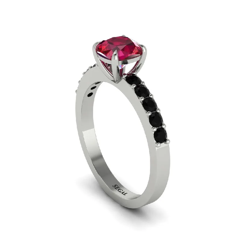 engagement-cushion-cut-silver-ring-Cushion-Cut Ruby Classic Elegance Engagement Ring - Demi No. 42