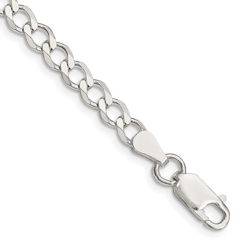 Ladies bracelets for guides -Sterling Silver 5.3mm Semi-solid Flat Curb Chain Bracelet