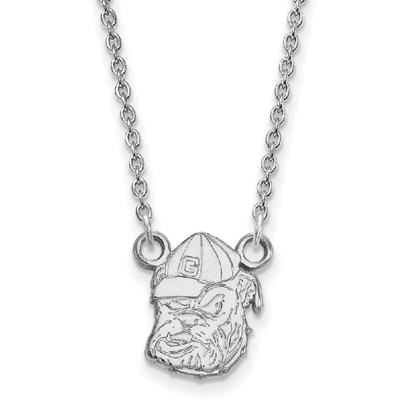 Ladies necklaces oversized look -Sterling Silver U of Georgia Small Bulldog Head Necklace