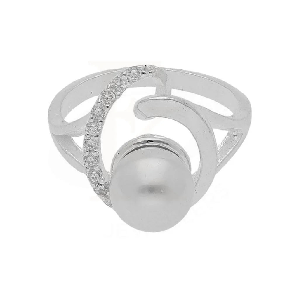 ladies-round-platinum-rings-Sterling Silver 925 Pearl Ring - FKJRNSL3684