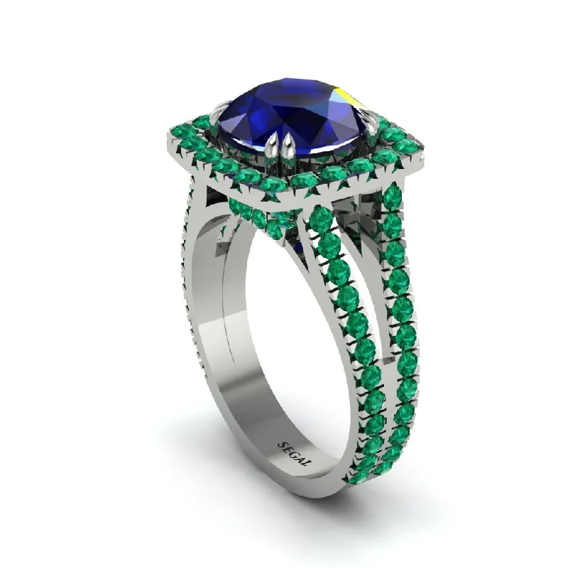 engagement-princess-cut-pearl-ring-Sapphire Pave Split Shank Engagement Ring - Averie No. 30