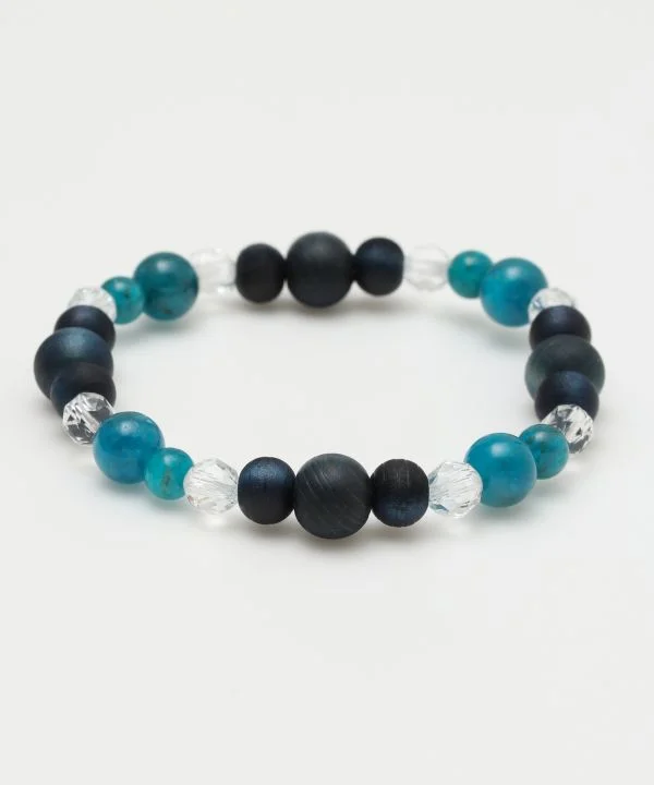 Ladies bracelets vintage bands -AIZOME Indigo Dyed Cypress x Apatite Bracelet