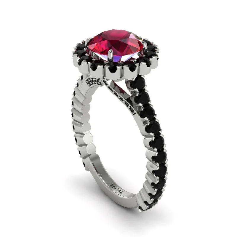 engagement-princess-cut-gold-ring-Round Cut Ruby Timeless Splendor Engagement Ring - Jazlyn No. 42