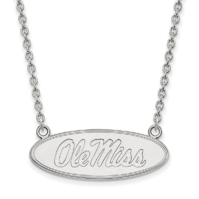 Ladies necklaces with jet stone -Sterling Silver U of Mississippi Ole Miss Disc Pendant Necklace