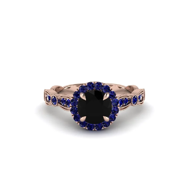 engagement-princess-cut-diamond-ring-Round Cut Black Diamond Radiant Eternity Engagement Ring - Kamryn No. 68