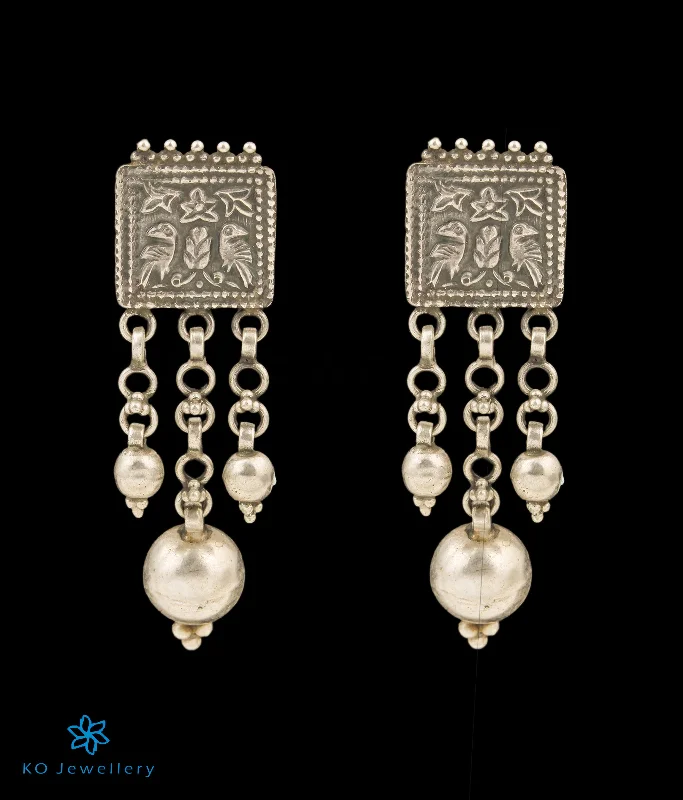 ladies-diamond-rose-gold-earrings-The Punita Silver Peacock Earrings