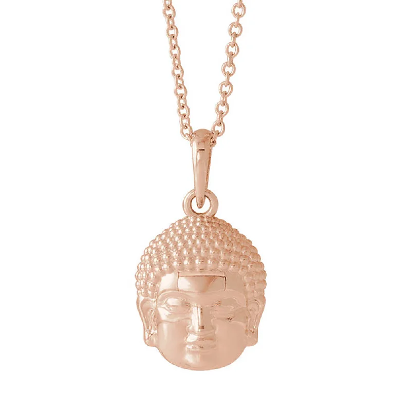 Ladies necklaces artistic strands -14k White, Yellow or Rose Gold Small 2D Buddha Necklace, 16-18 Inch