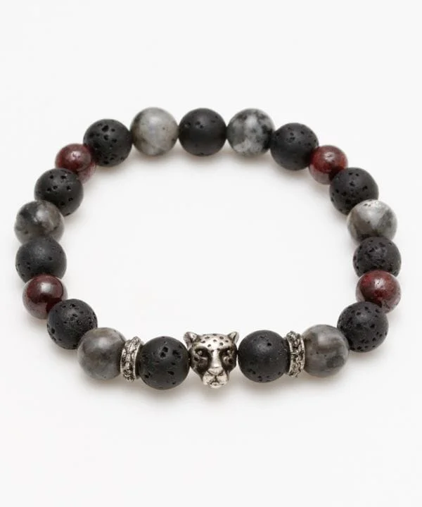 Ladies bracelets curved edges -Birthstone x Lava Stone Bracelet