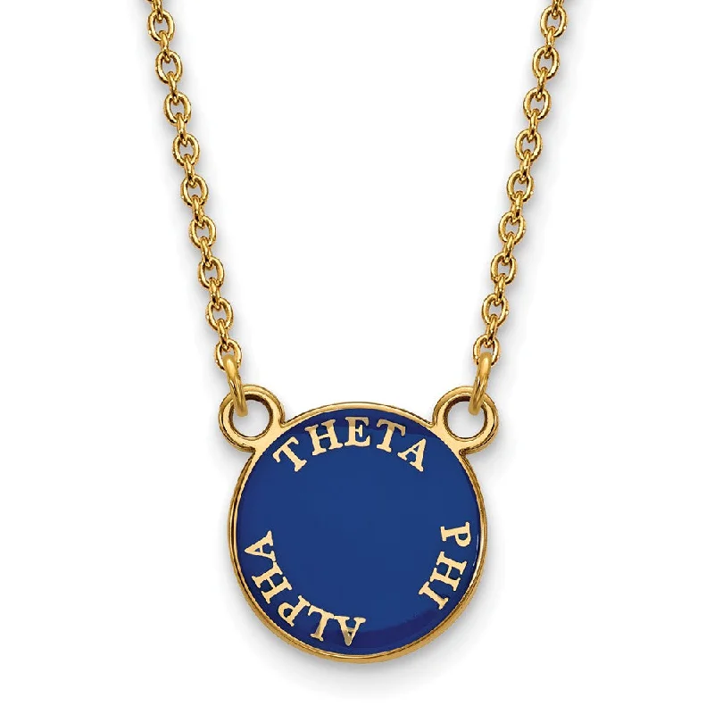 Ladies necklaces quirky patterns -14K Plated Silver Theta Phi Alpha Small Enamel Disc Necklace