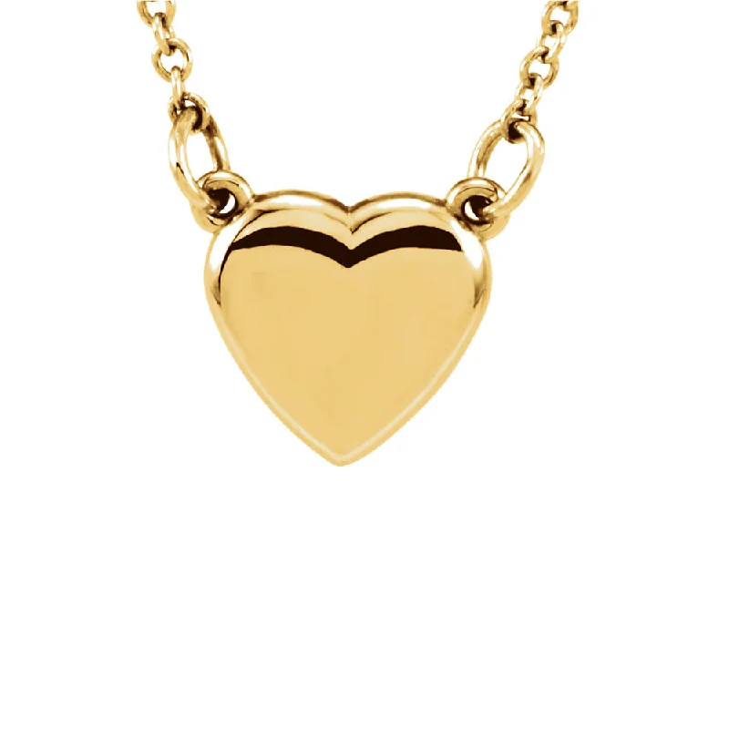 Ladies necklaces celestial designs -Polished 9mm Classic Heart Necklace in 14k Yellow Gold, 18 Inch