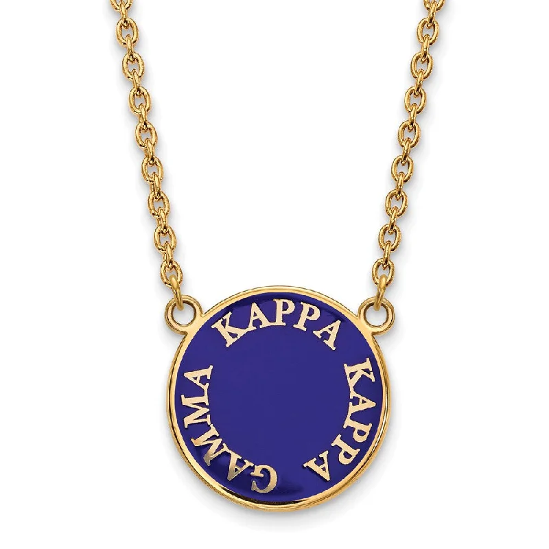 Ladies necklaces quirky chains -14K Plated Silver Kappa Kappa Gamma Large Enamel Disc Necklace