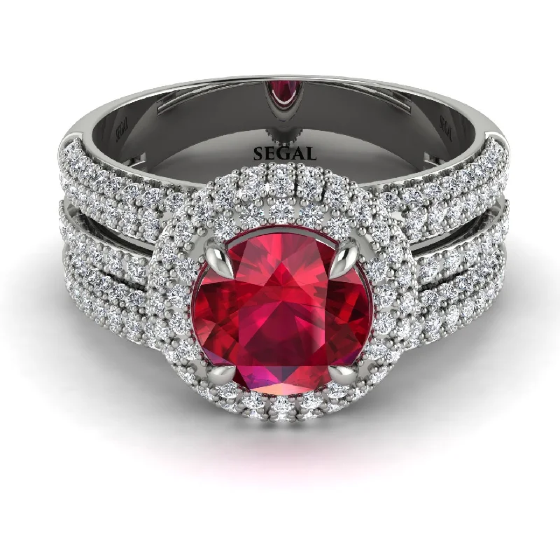 engagement-round-rose-gold-ring-Ruby Halo Luxury Pave Engagement Ring - Sierra No. 12