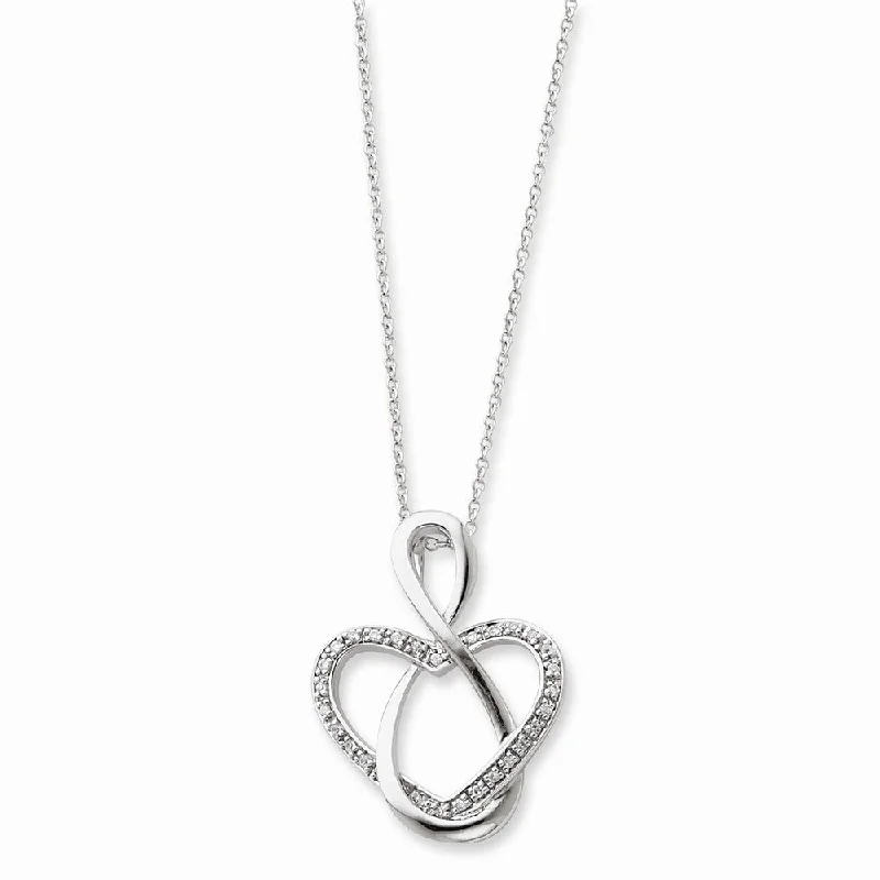 Ladies necklaces for chefs -Sterling Silver & CZ Lifetime Friend, Infinity Heart Necklace, 18 Inch