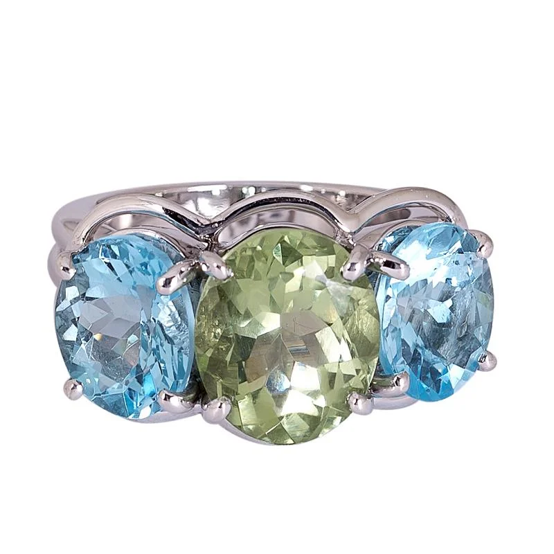 ladies-marquise-cut-diamond-rings-Ring- Green Quartz and Blue Topaz  (272JS)