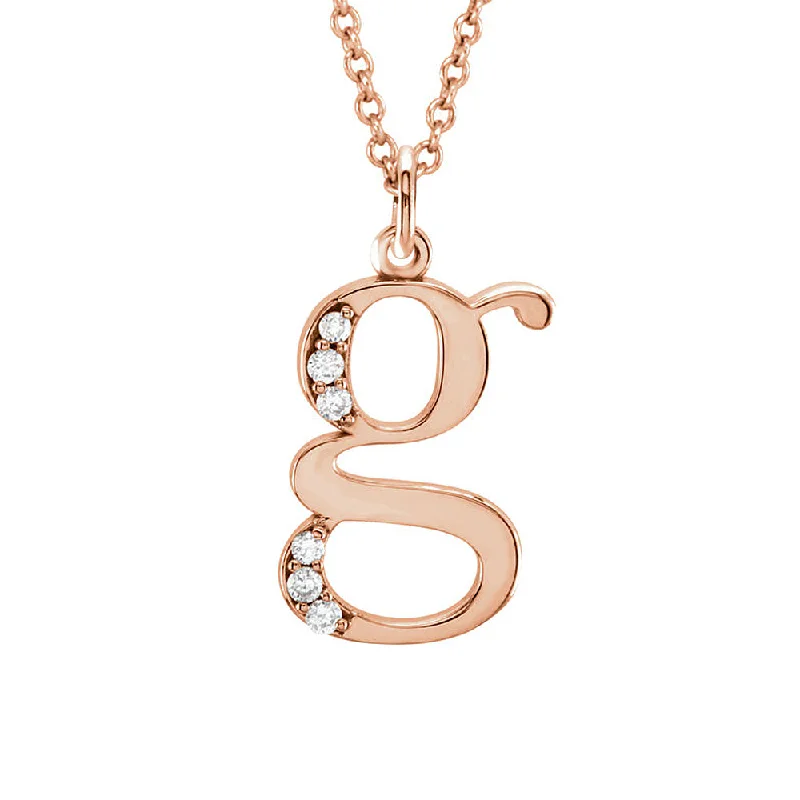 Ladies necklaces for dreamers -The Abbey 14k Rose Gold Diamond Lower Case Initial 'g' Necklace 16 In