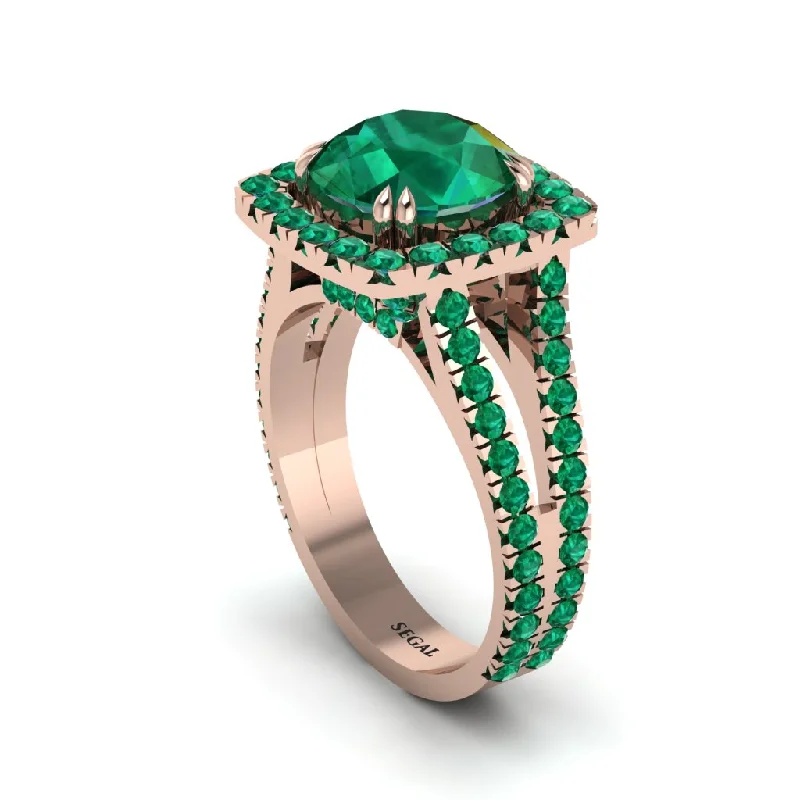 engagement-sapphire-oval-ring-Emerald Pave Split Shank Engagement Ring - Averie No. 20