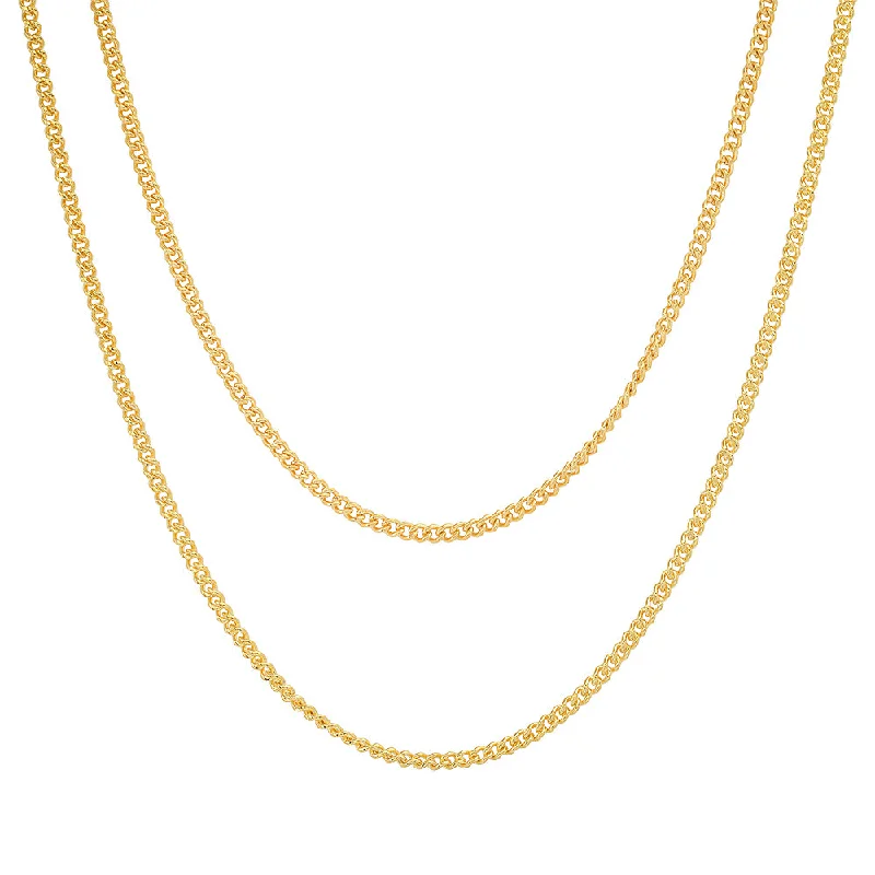 Ladies necklaces for bohemians -Layered thin curb link chain necklace