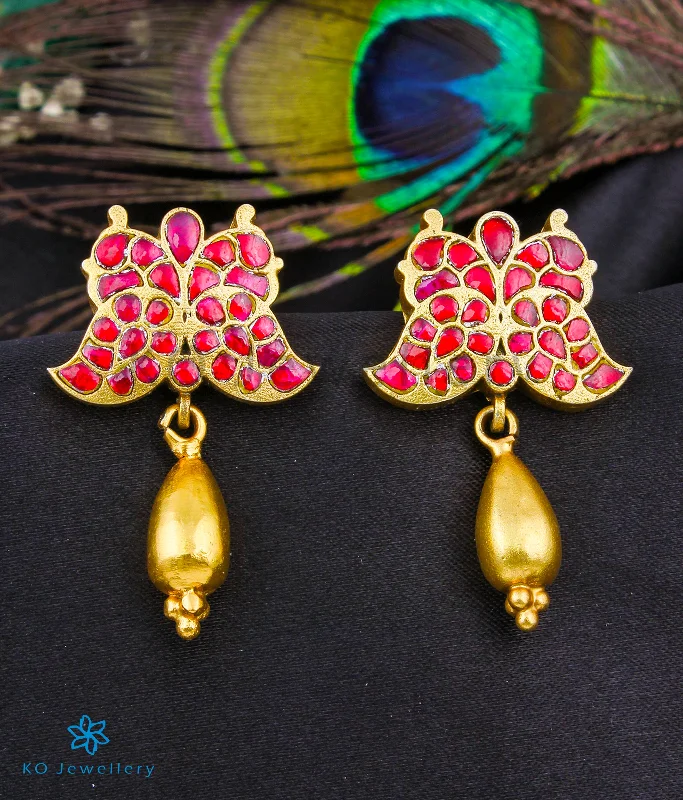 ladies-pendant-diamond-earrings-The Turab Silver Peacock Kundan Earrings