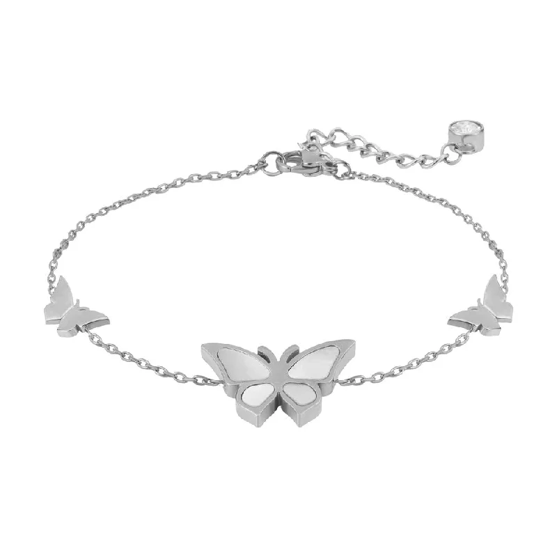 Ladies bracelets for sketch artists -Women ButterFly Steel Bracelet