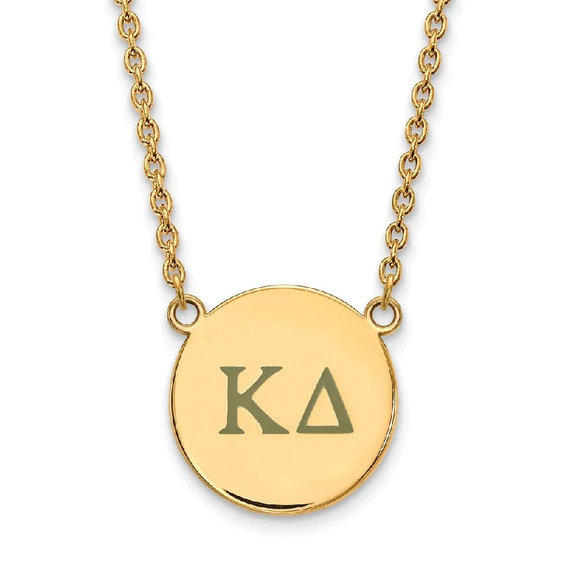 Ladies necklaces stylish chains -14K Plated Silver Kappa Delta Large Enamel Greek Letters Necklace