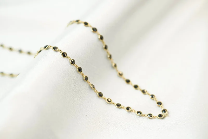 Ladies necklaces playful designs -14k Black Stones Necklace