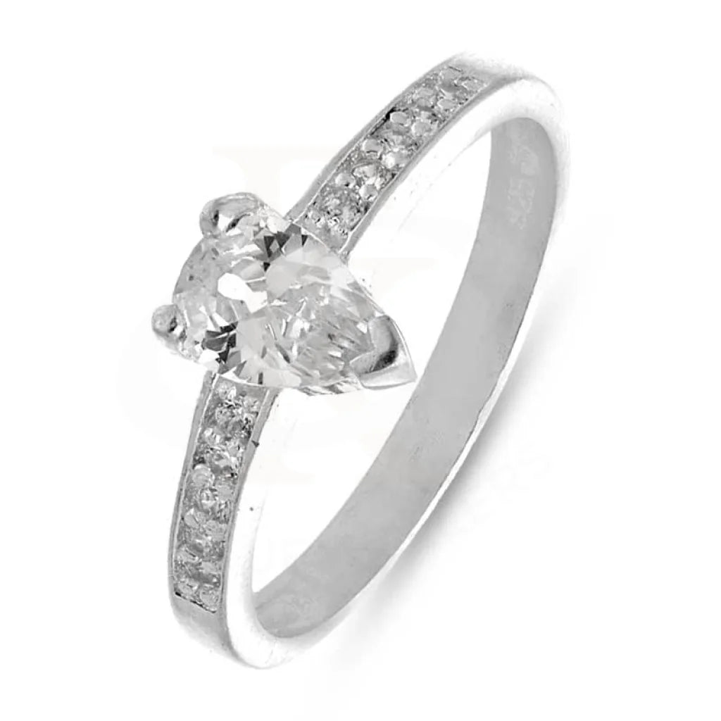 ladies-bridal-diamond-rings-Sterling Silver 925 Pear Shaped Solitaire Ring - FKJRNSL2789