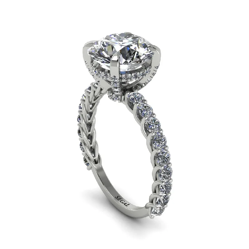 engagement-sapphire-oval-ring-Diamond Twisted Band Halo Engagement Ring - Avianna No. 3