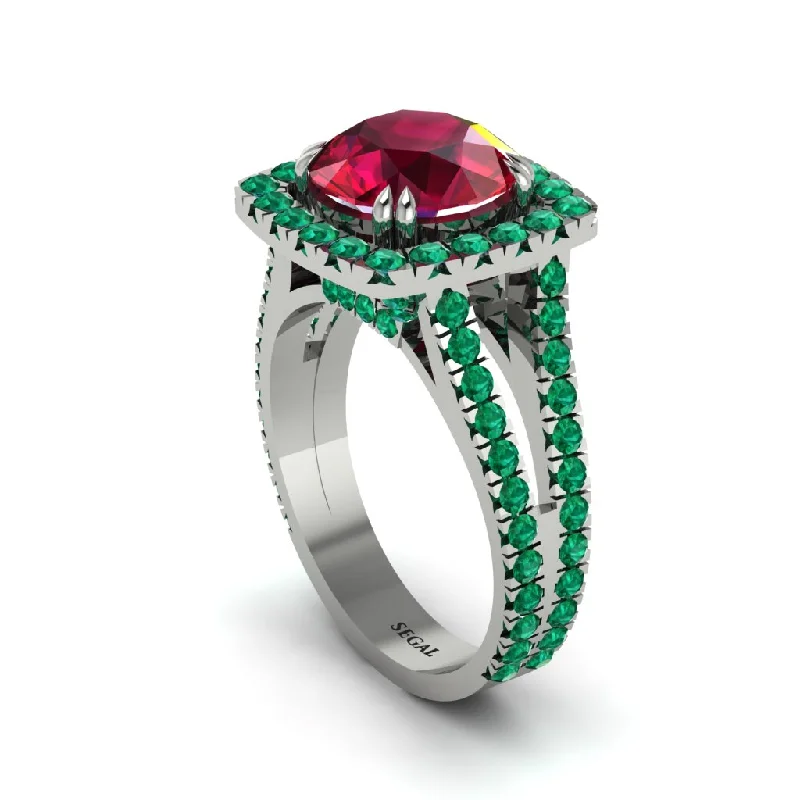 engagement-wedding-silver-ring-Ruby Pave Split Shank Engagement Ring - Averie No. 27