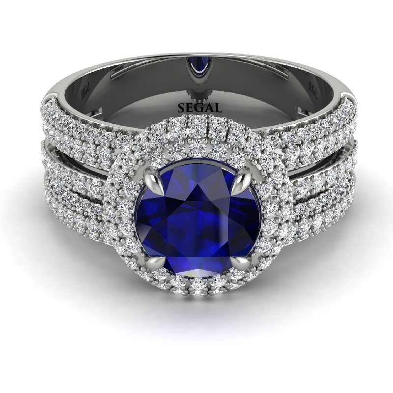 engagement-gold-halo-ring-Sapphire Halo Luxury Pave Engagement Ring - Sierra No. 15