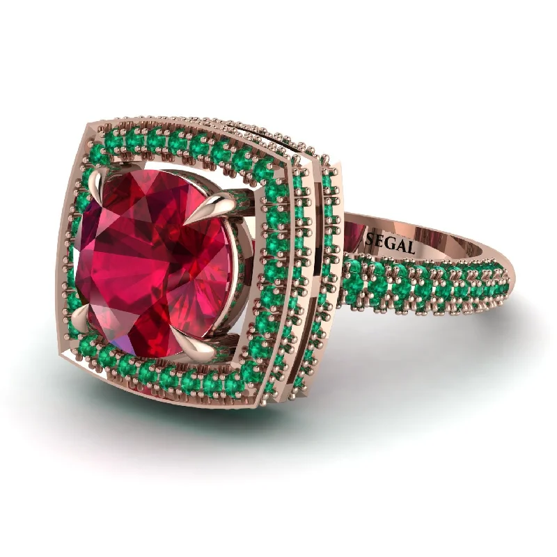 engagement-emerald-modern-ring-Round Ruby Double Halo Engagement Ring - Kayleigh No. 26