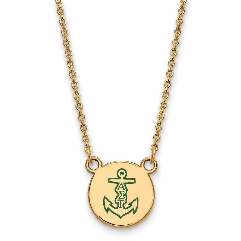 Ladies necklaces with sunstone -14K Plated Silver Alpha Sigma Tau Small Enamel Necklace