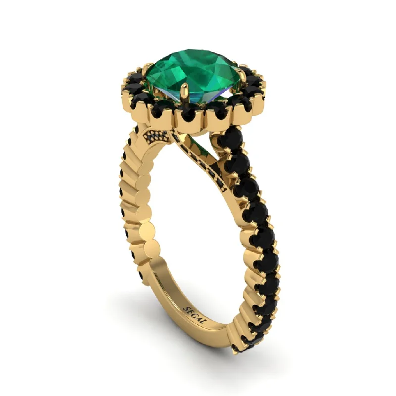 engagement-radiant-cut-gold-ring-Round Cut Emerald Timeless Splendor Engagement Ring - Jazlyn No. 34