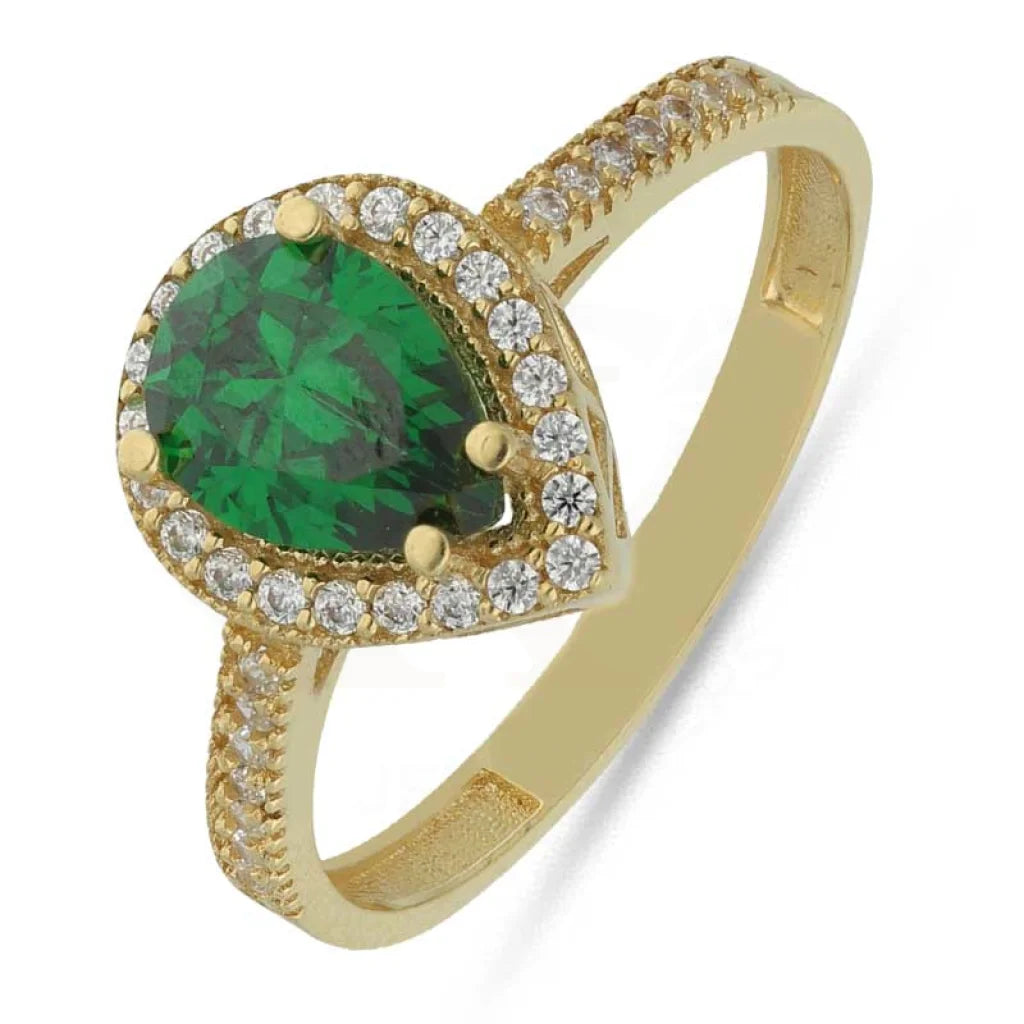 ladies-emerald-cut-diamond-rings-Gold Pear Shaped Solitaire Ring 18KT - FKJRN18K3853