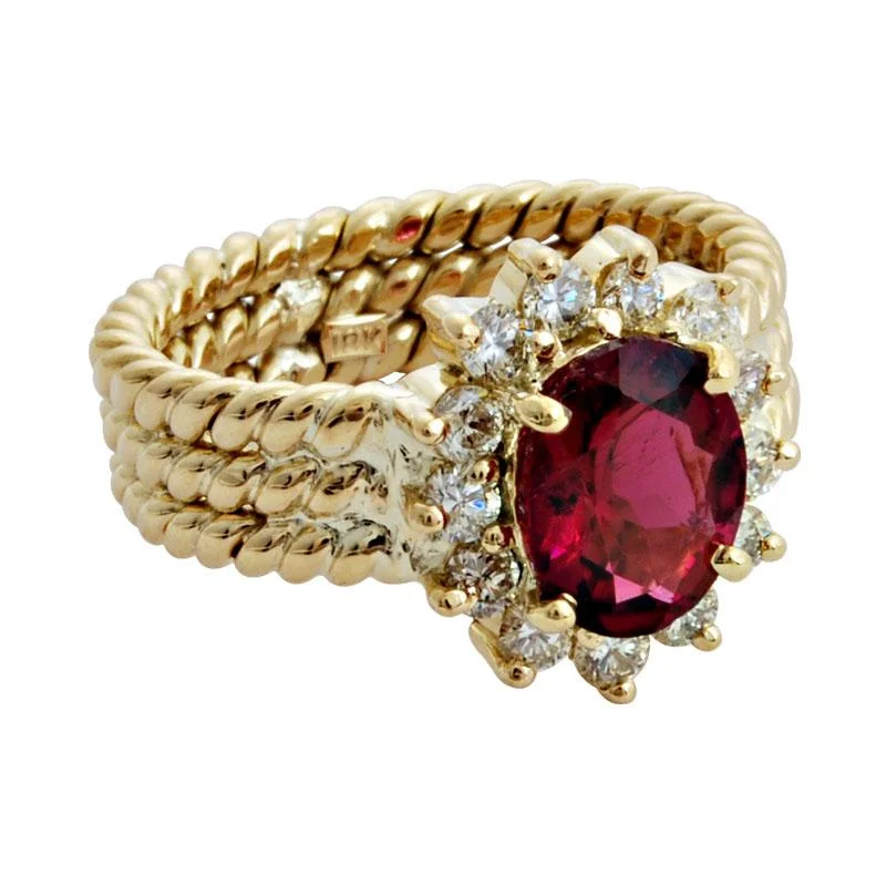 ladies-oval-gold-rings-Ring-Rubellite and Diamond  (1469H)