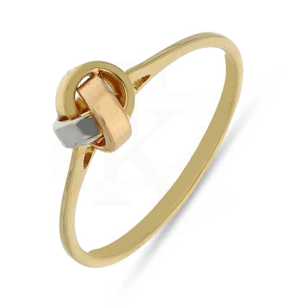 ladies-princess-cut-rose-gold-rings-Tri Tone Gold Knot Ring 18KT - FKJRN18K3781