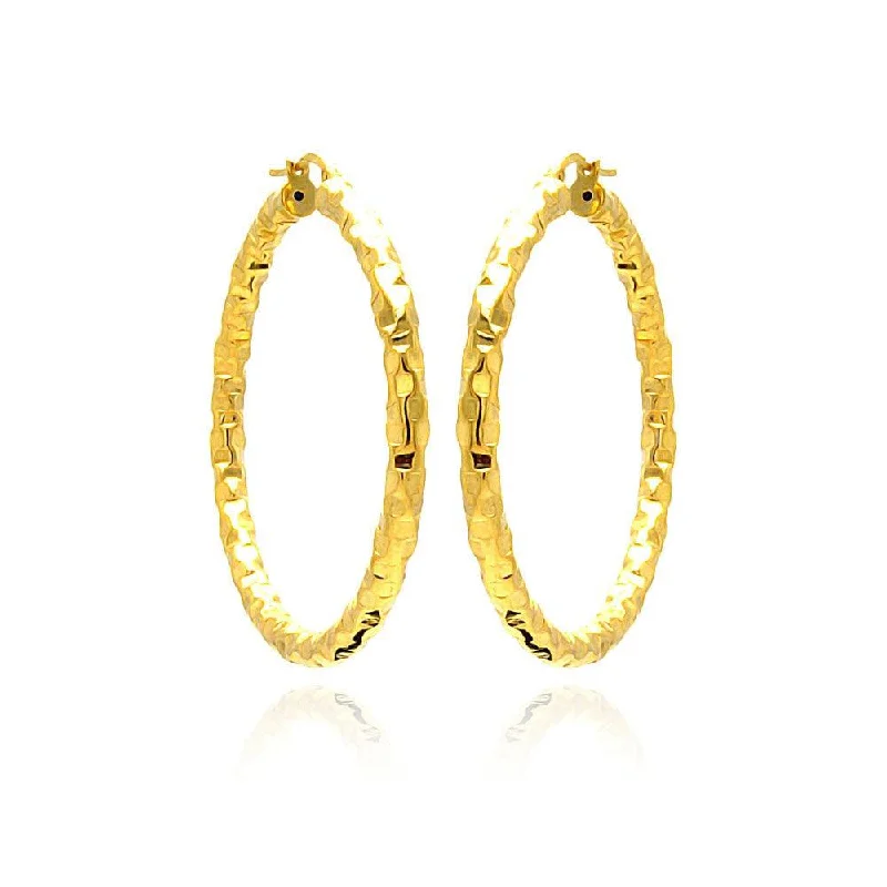 ladies-gold-star-earrings-Clearance-Silver 925 Gold Plated Hoop Earrings - ITE00021GP