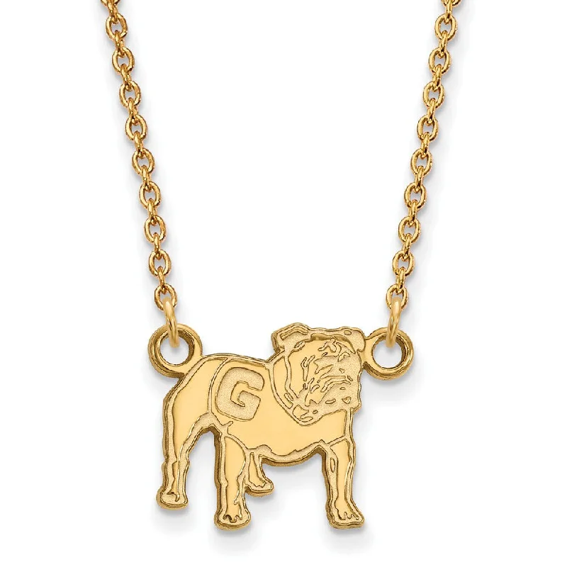 Ladies necklaces narrow strands -14k Yellow Gold U of Georgia Small Standing Bulldog Necklace