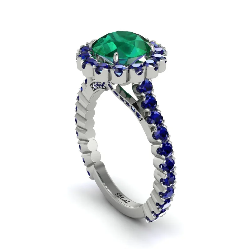 engagement-marquise-cut-silver-ring-Round Cut Emerald Timeless Splendor Engagement Ring - Jazlyn No. 66