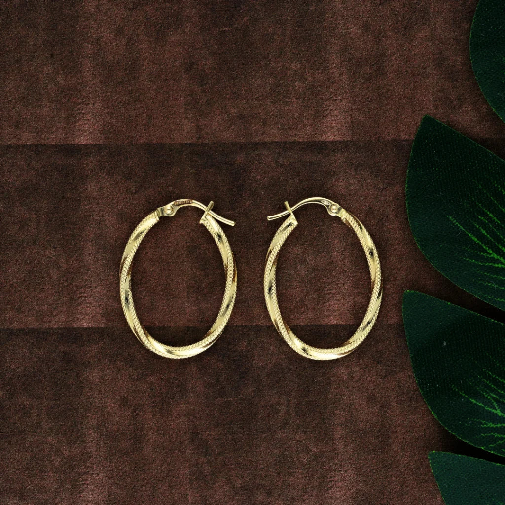 ladies-diamond-hoop-earrings-Gold Classic Design Earrings 18KT - FKJERN18K8314