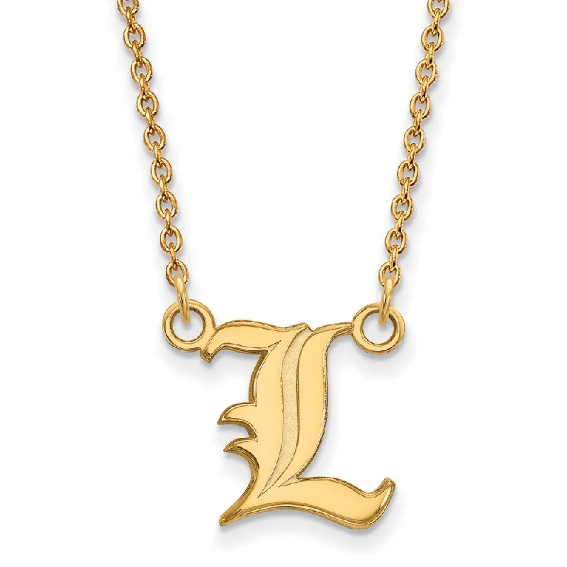 Ladies necklaces with charoite -14k Gold Plated Silver U of Louisville Small Script 'L' Necklace