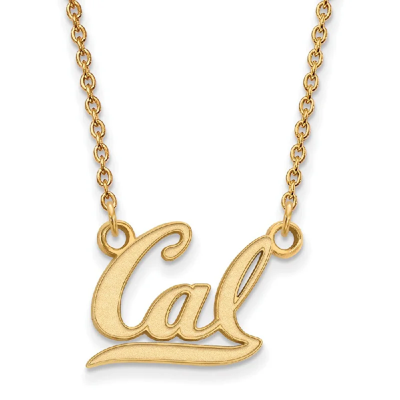 Ladies necklaces for models -14k Gold Plated Silver California Berkeley Small 'Cal' Charm Necklace