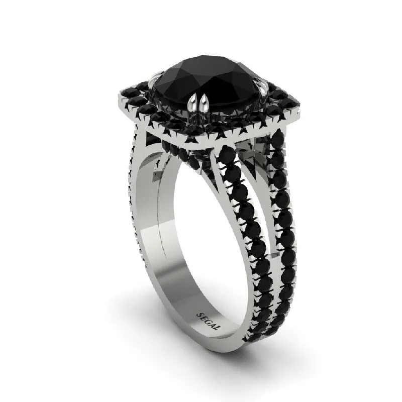 engagement-modern-diamond-ring-Black Diamond Pave Split Shank Engagement Ring - Averie No. 39