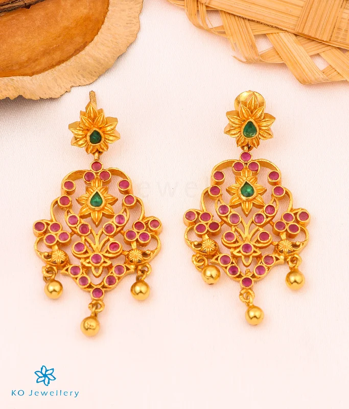 ladies-cross-rose-gold-earrings-The Kadambari Silver Earrings (Red)